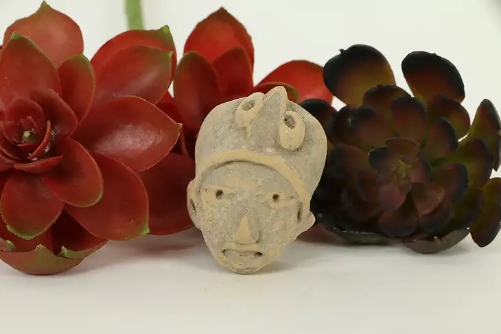 Pre-Columbian Mayan Style Miniature Terracotta Red Clay Head Age Unknown #41800