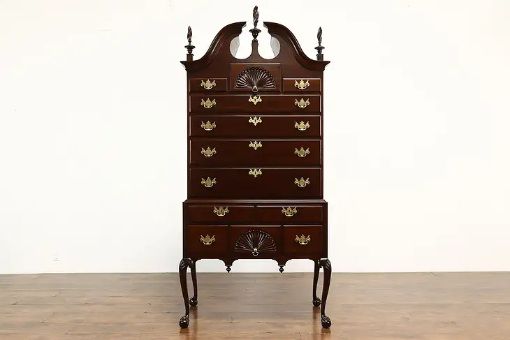 Georgian Design Antique Mahogany Highboy Dresser or Tall Chest on Chest #41381