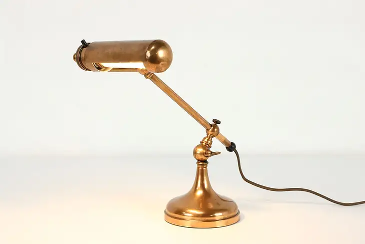 Copper Antique Adjustable Office Library Desk Lamp, Pat 1915 Bryant #41623