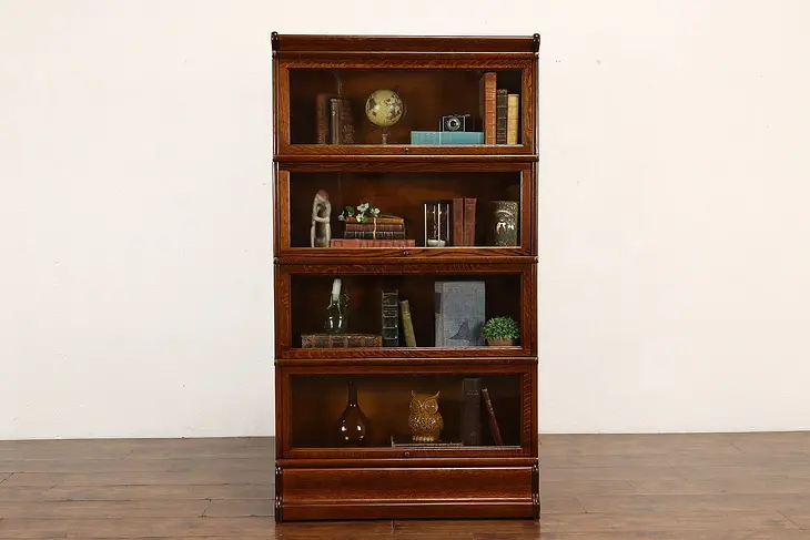 Lawyer Antique 4 Stack Oak Library or Office Bookcase, Globe Wernicke #41116