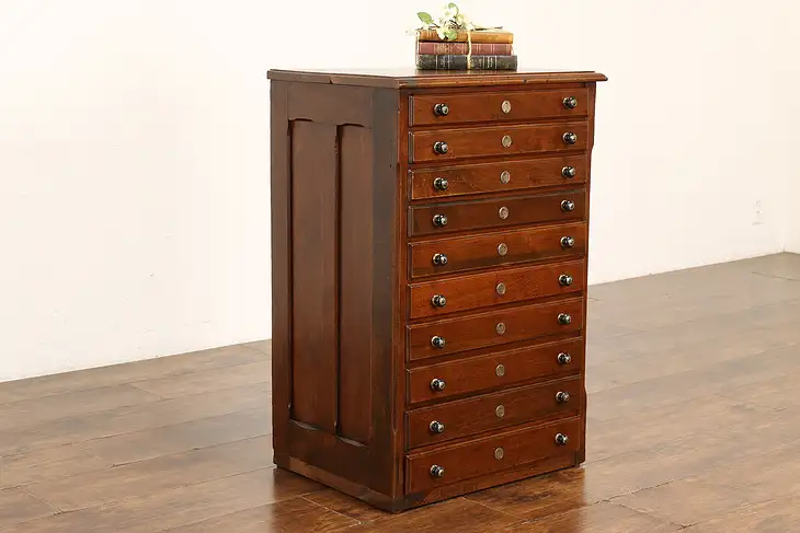 Victorian Antique Walnut 10 Drawer Office File or Collector Cabinet #41221