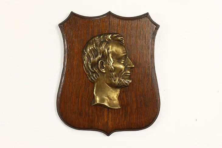 Abraham Lincoln Presidential Antique Bronze & Oak Plaque  #41869