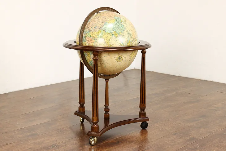 Replogle Heirloom Vintage Lighted 16" Globe of the World, Floor Stand #41996