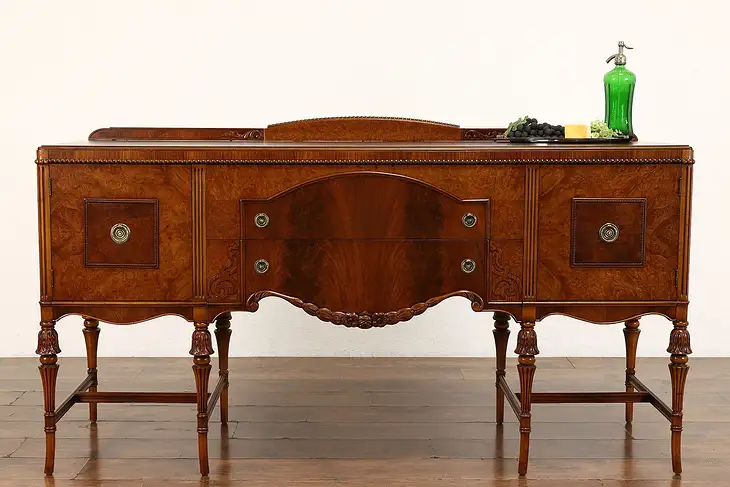 French Design Vintage Carved Walnut Sideboard or Buffet, Berkey & Gay #41729