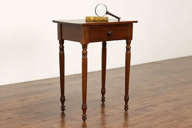 Sheraton Walnut Antique Farmhouse End or Lamp Table, Nightstand #37649