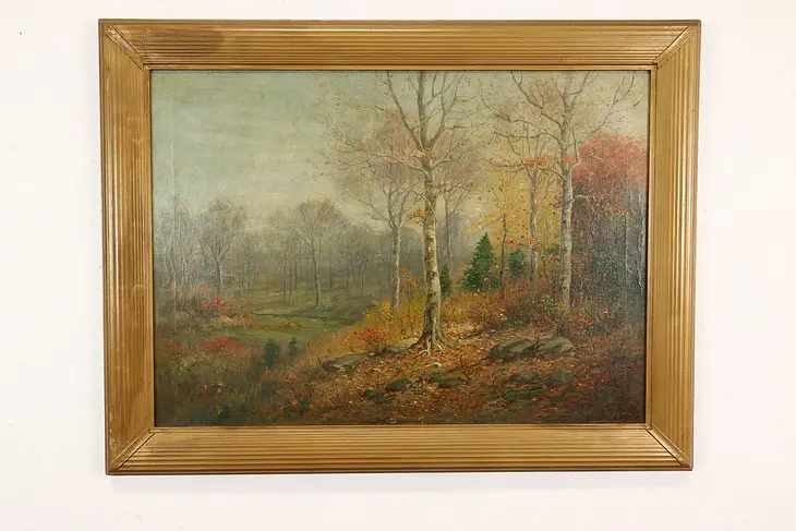 Woodlands in Autumn Antique Original Oil Painting, Colby 43" #40487