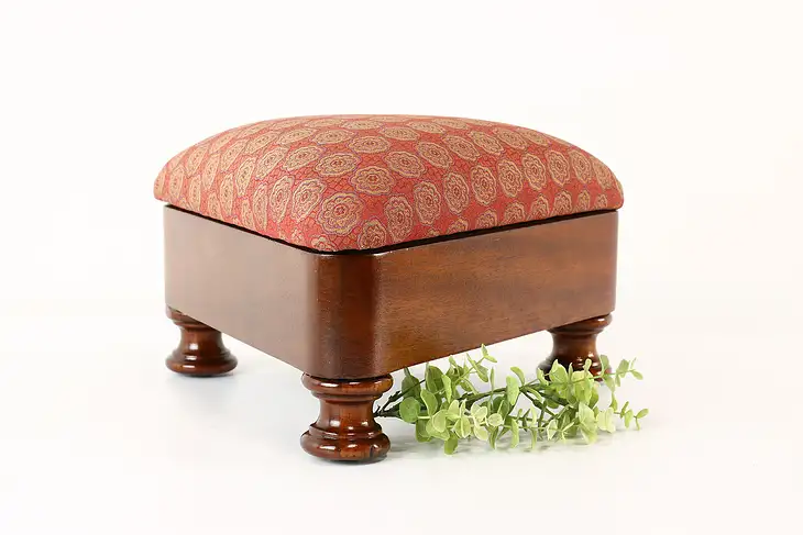 Empire Design Vintage Mahogany Triangle Footstool, New Upholstery #42213