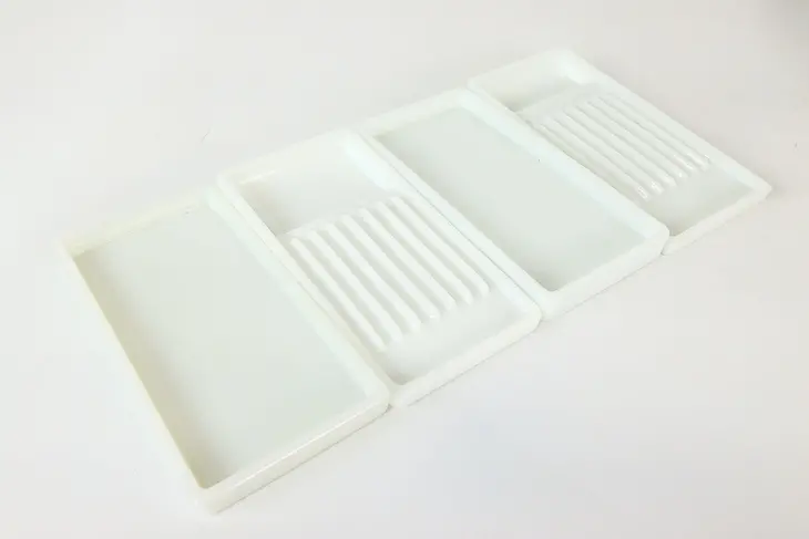 Set of Four Antique Milk Glass Dental Trays, Two Rivers WI #42241