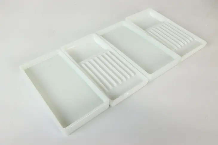 Set of Four Antique Milk Glass Dental Trays, Two Rivers WI #42242