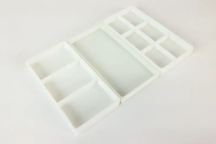 Set of Three Antique Milk Glass Dental Trays, Two Rivers WI #42234