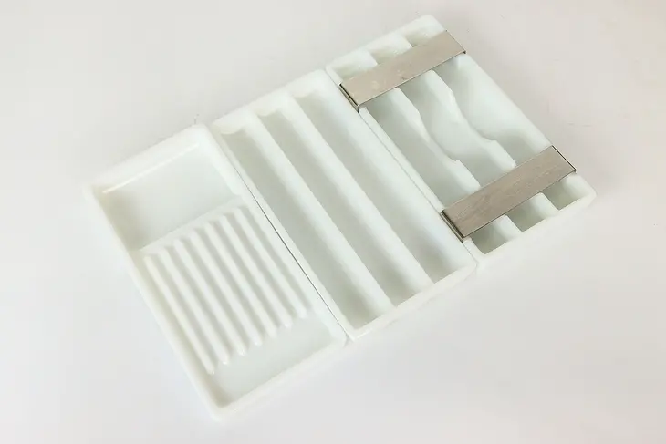 Set of Three Antique Milk Glass Dental Trays, Two Rivers WI #42239