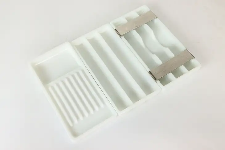 Set of Three Antique Milk Glass Dental Trays, Two Rivers WI #42239