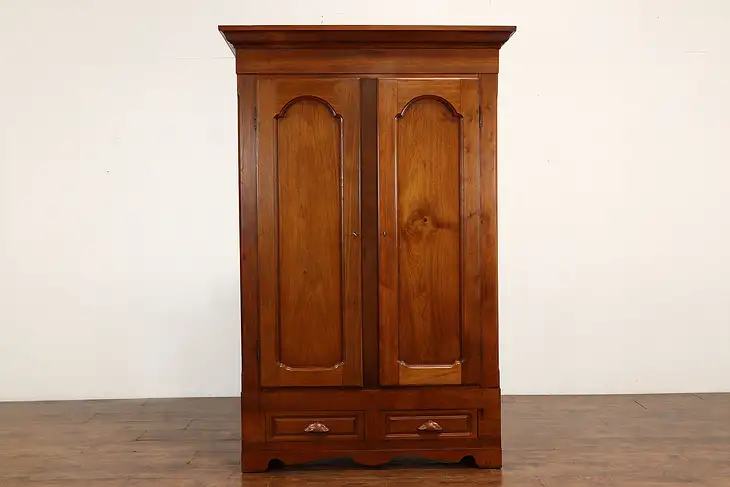 Victorian Antique Walnut Farmhouse Armoire, Wardrobe, or Closet #41283