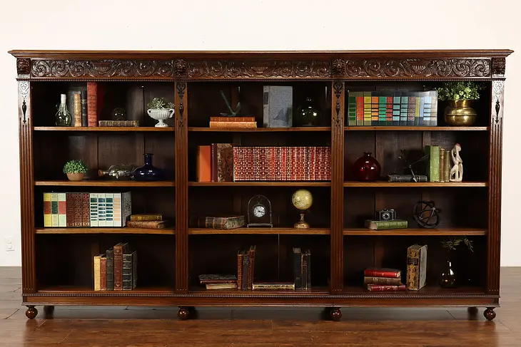 Renaissance Carved Oak Antique Dutch Bookcase or Display Cabinet #42065
