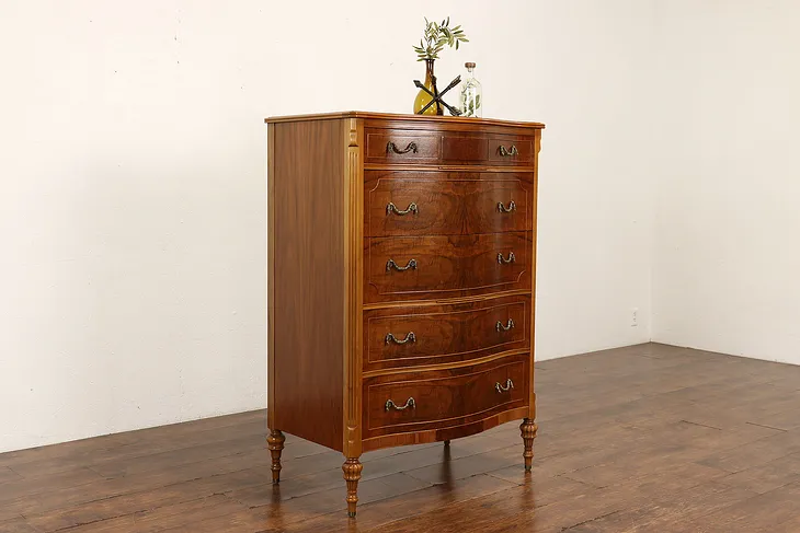 French Design Vintage Walnut Highboy, Tall Chest or Dresser, Widdicomb #42282
