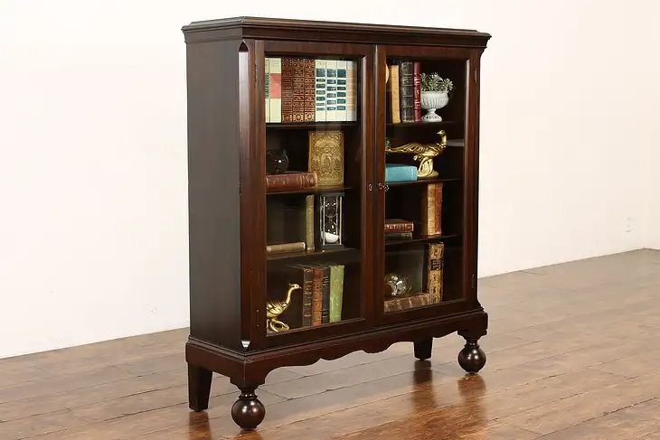 English Tudor Vintage Mahogany Office or Library Bookcase, Little NY #41964