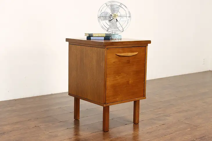 Midcentury Modern Vintage Walnut Nightstand, End Table or Office Cabinet #42292