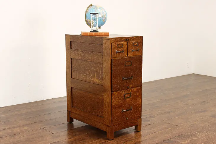 Arts & Crafts Mission Oak Antique Craftsman 4 Drawer Office File Cabinet #42275