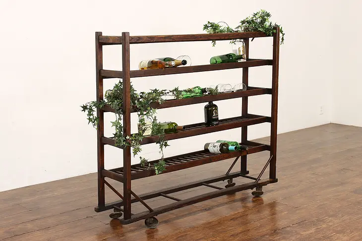 Farmhouse Antique Rustic Industrial Bakery Bread or Wine Rack #42396