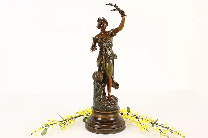 Art Nouveau Antique Sculpture of Woman Arts, Science Statue, Moreau #41925