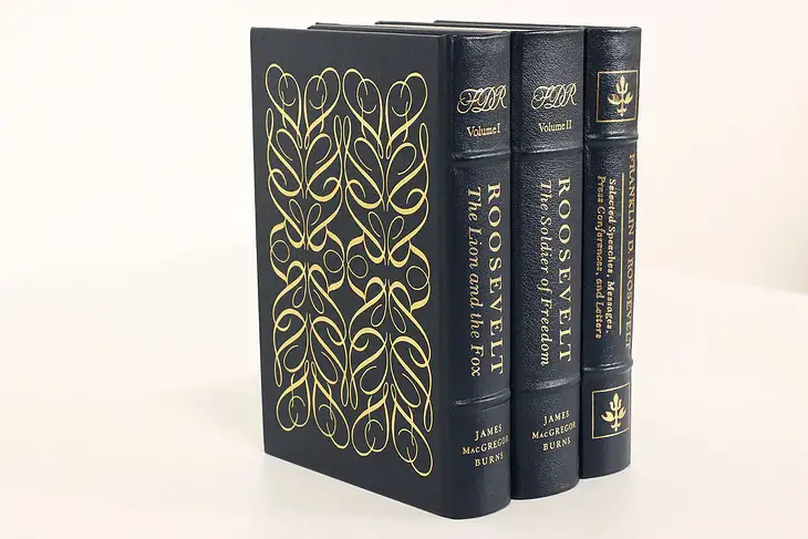 Easton Set of 3 President F. Roosevelt Leatherbound Gold Tooled Books #42443