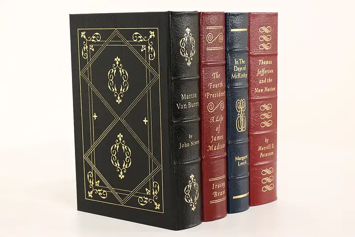 Easton Set of 4 American President Leather & Gold Tooled Books, Jefferson #42458