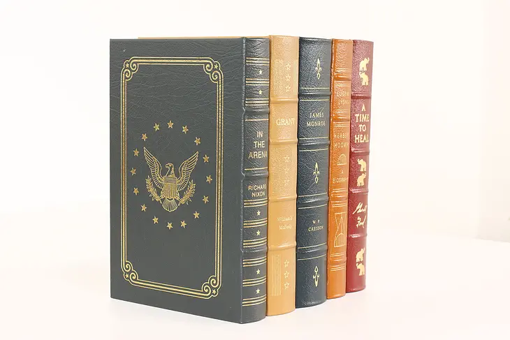 Easton Set of 5 American President Leather & Gold Tooled Books, Monroe #42459