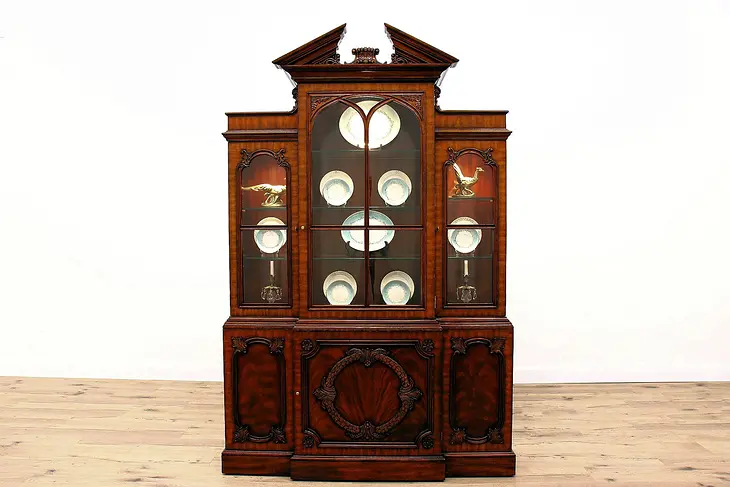 Georgian Design Vintage Breakfront China Cabinet, Bookcase Maitland Smith #42093