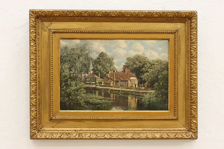 Whitchurch Thames English Antique Original Oil Painting Buckstone 27.5" #41647