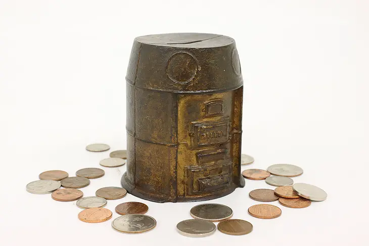 Victorian Antique Mellow Stove Cast Iron Coin Bank, Liberty St. Louis #41463