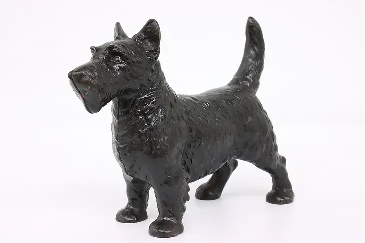 Farmhouse Antique Cast Iron Painted Scottish Terrier Dog Door Stop #42353