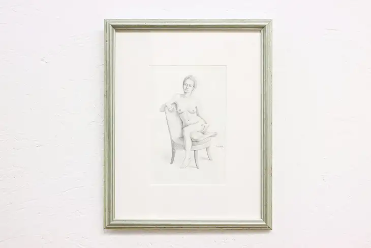 Nude Seated in Chair Vintage Original Etching, Kayser 15.5" #42646