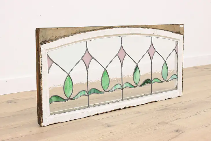 Arts & Crafts Antique Architectural Salvage 48" Stained Glass Window #42780