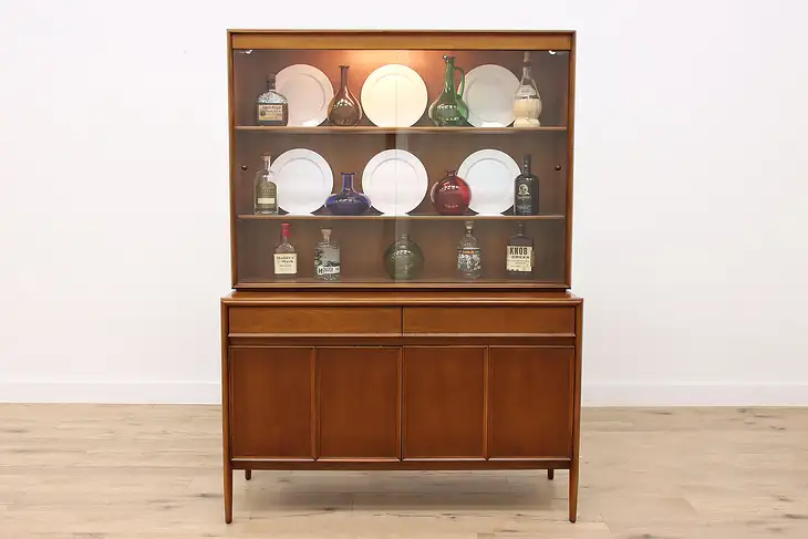 Midcentury Modern Vintage Walnut China or Display Cabinet Parallel Drexel #41903