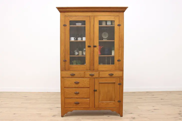 Farmhouse Antique Pine Hutch, Cupboard, Kitchen Pantry, or Bookcase #42681
