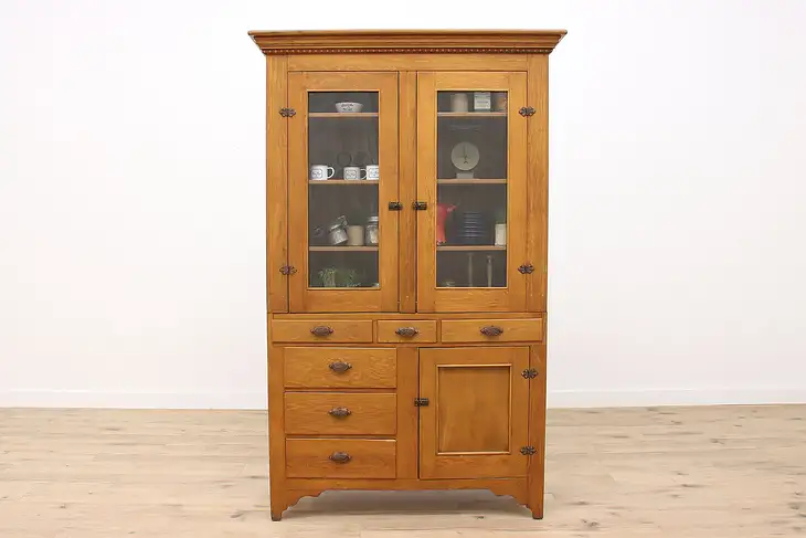 Farmhouse Antique Pine Hutch, Cupboard, Kitchen Pantry, or Bookcase #42681