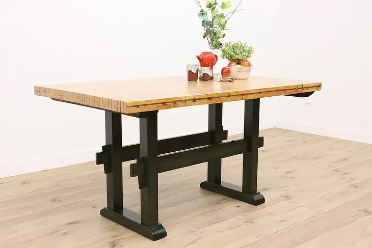 Farmhouse Antique Industrial Salvage Bowling Alley Kitchen Table, Island #42565