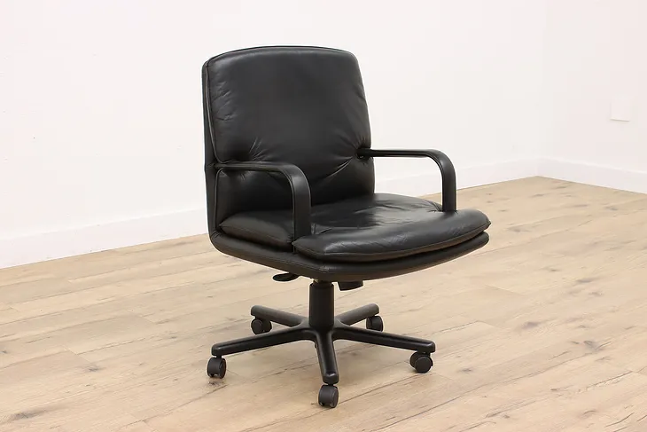 Vintage Leather Office Desk or Conference Chair, Geiger Brickel #43026