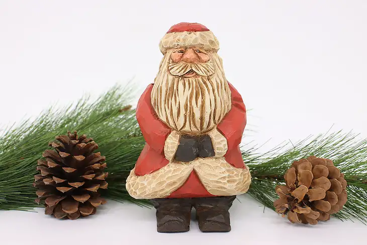 Hand Carved & Painted Vintage Santa Claus Sculpture #42948