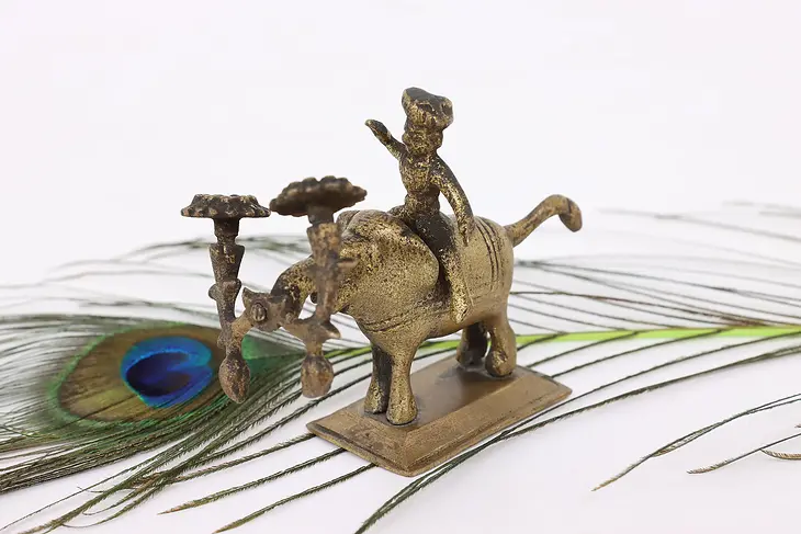 Bronze Antique Miniature Indian Elephant & Rider Sculpture #41406