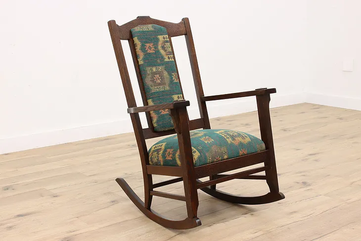 Arts & Crafts Mission Oak Antique Rocker Craftsman Rocking Chair #43054