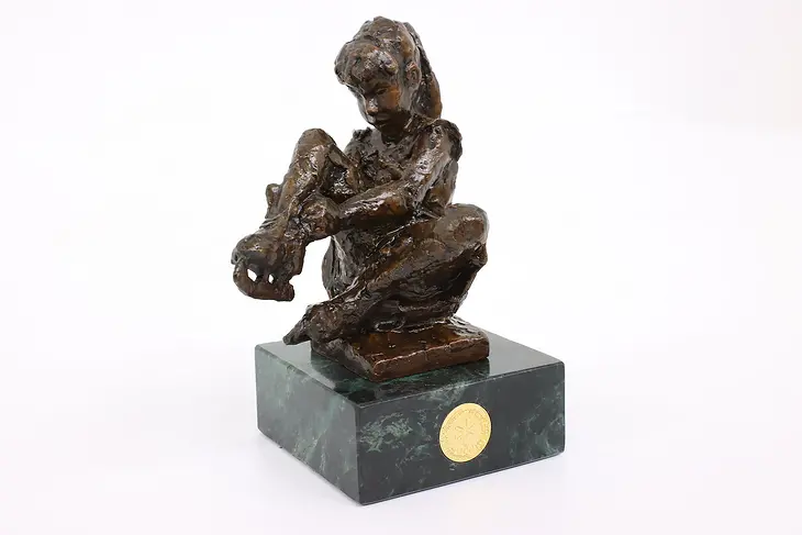 Bronze Vintage Young Girl Skating Sculpture Olympic Dreams Statue, Smith #42613