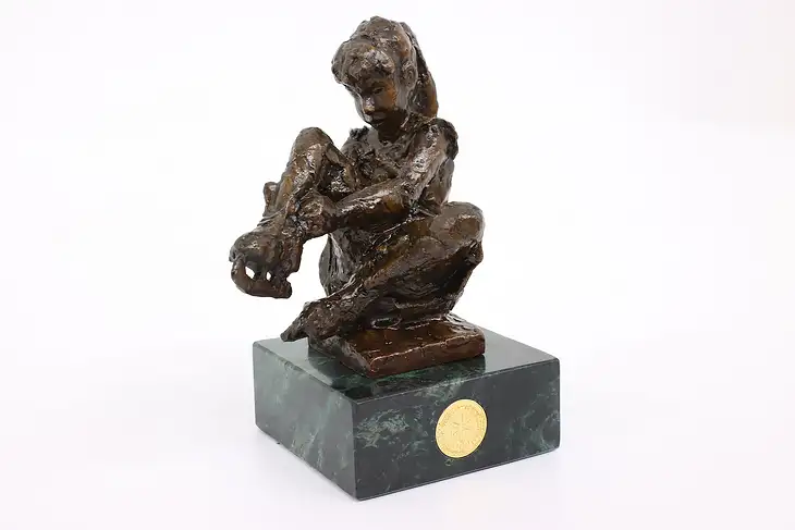 Bronze Vintage Young Girl Skating Sculpture Olympic Dreams Statue, Smith #42613