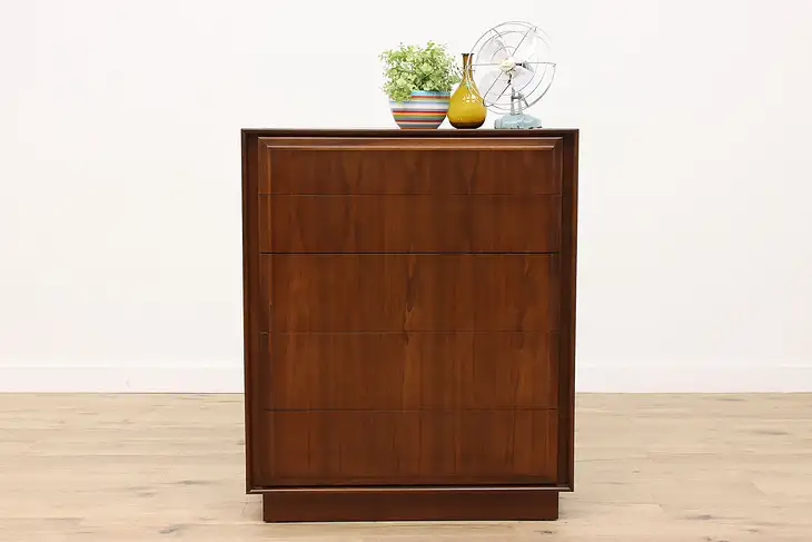 Midcentury Modern 1960s Vintage Walnut Tall Chest or Dresser, Dillingham #41133