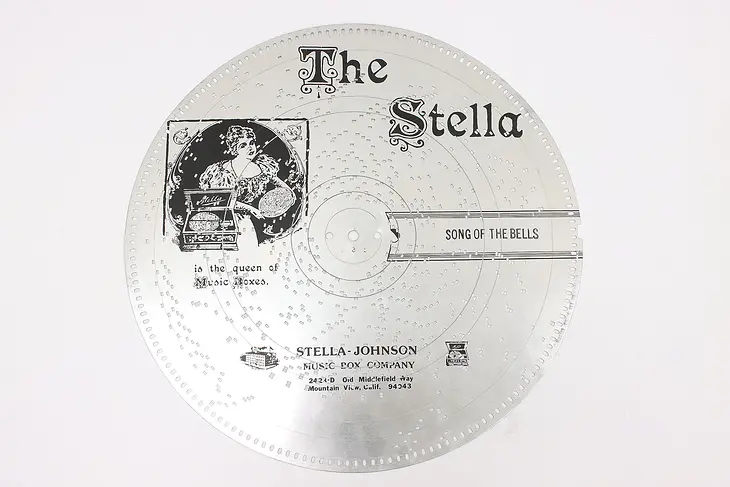 Stella Music Box Vintage 14" Christmas Disk "Song of the Bells" #43188