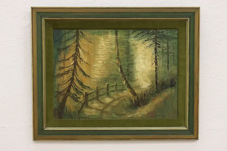 Cascade River State Park Path Vintage Original Oil Painting, Oden 30.5" #43122