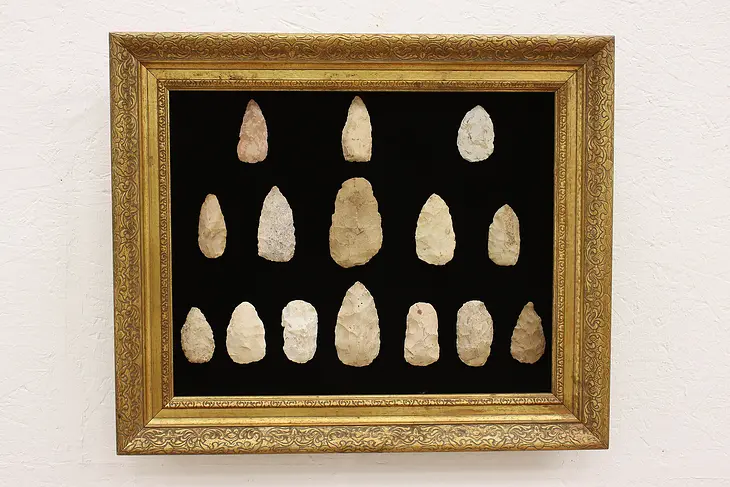Set of 15 Antique Native American Indian Stone Points or Arrowheads #42750