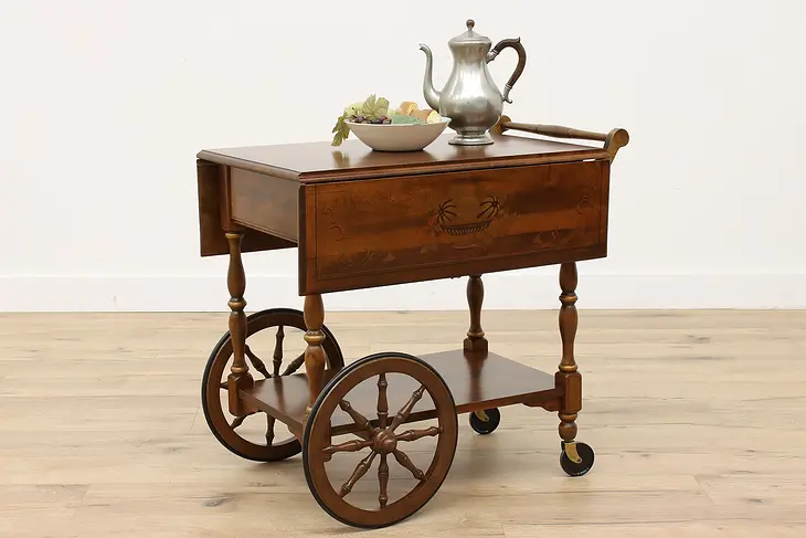 Traditional Vintage Birch Rolling Bar or Tea Cart, Heywood Wakefield #42593