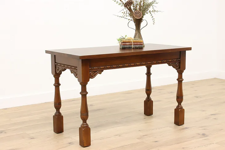 Tudor Antique Carved Walnut Console, Library, Office or Breakfast Table #38345
