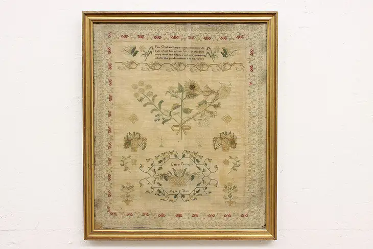 Victorian English Antique Hand Stitched Sampler, Farrington #43161